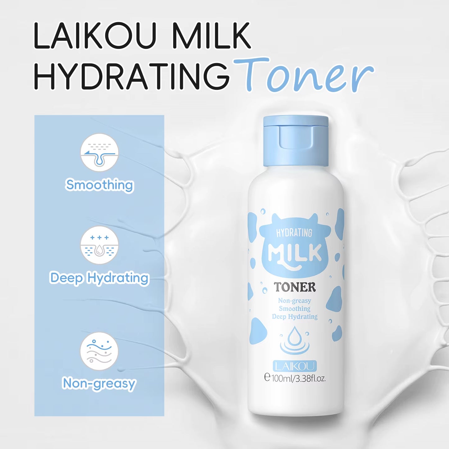 Milk Hydrating Toner Deep Moisturizing Facial Toner Smoothing Non-Greasy Skin Refiner 100Ml