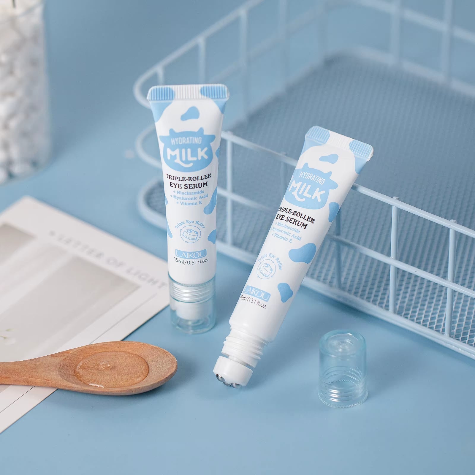 Milk Eye Serum - Milk GlowMilk GlowMilk GlowMilk Triple Roller Eye Serum Hydrating Eye Treatment Cooling Massage Rollerball Glowing Eye Care Easy Absorption 15Ml