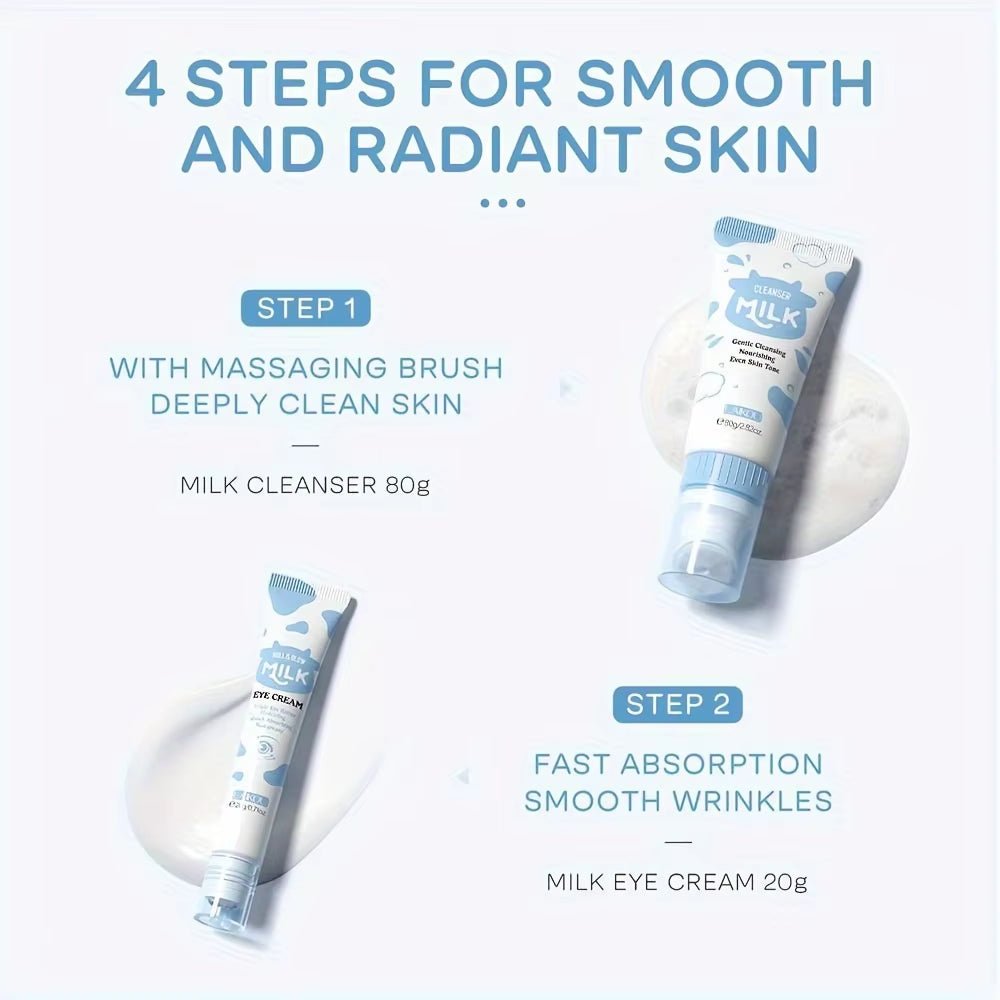 Milk Glow Deluxe Set - Milk GlowMilk GlowMilk GlowIndulge in Luxury: 7PCS Milk Skin Care Set for Ultimate Hydration and Radiance - Cleanser, Scrub, Cream, Sunscreen & More!
