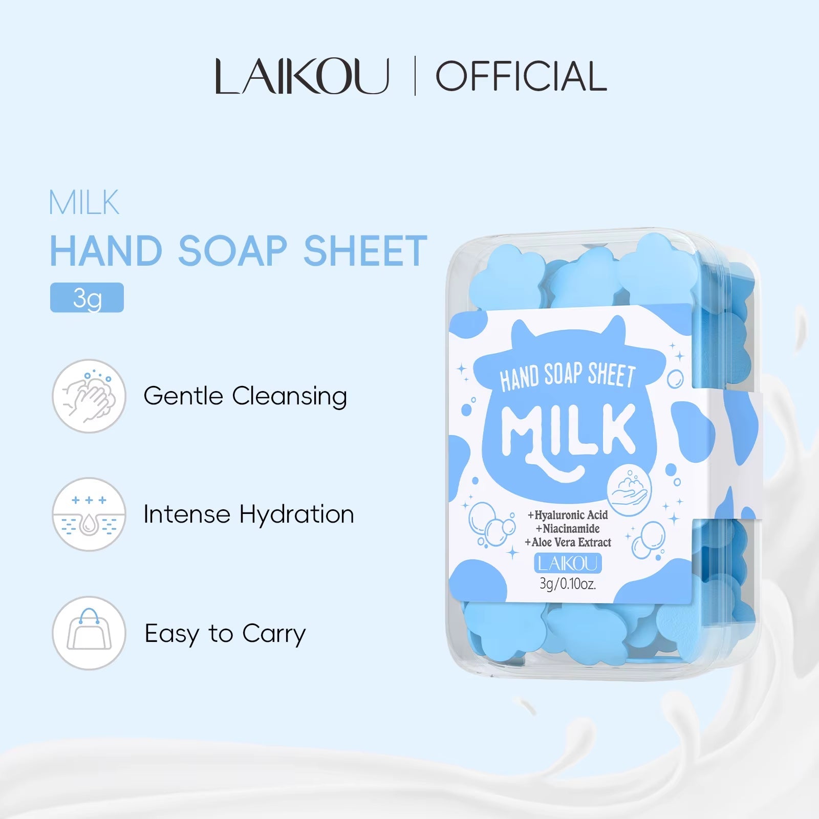Milk Hand Soap Sheets - Milk GlowMilk GlowMilk GlowMilk Hand Soap Sheet - Portable Cleansing Paper with Skincare Actives 3GMilk