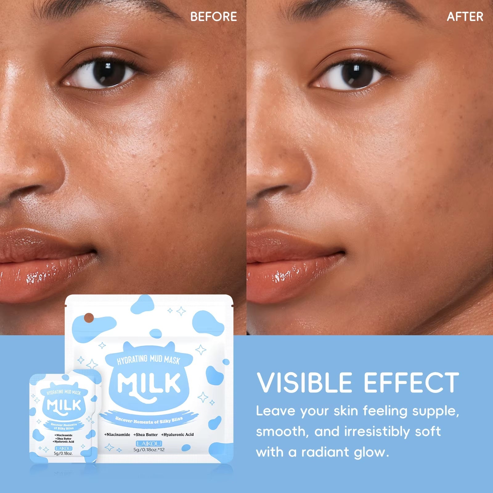 Milk Purifying Mud Mask - Milk GlowMilk GlowMilk GlowMilk Hydrating Mud Mask Deep Purifying Brightening Pore Minimizing Smoothing Clay Mask60G