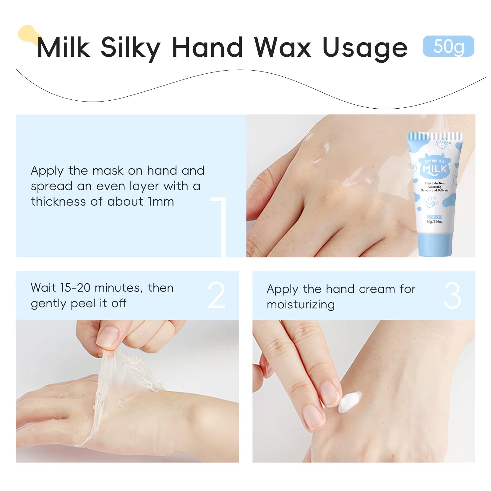 Milk Silky Hand Wax - Milk GlowMilk GlowMilk GlowMile Silly Hand Wax - Deep Cleansing & Tone - Evening Hand Treatment 50G
